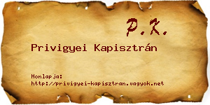 Privigyei Kapisztrán névjegykártya
